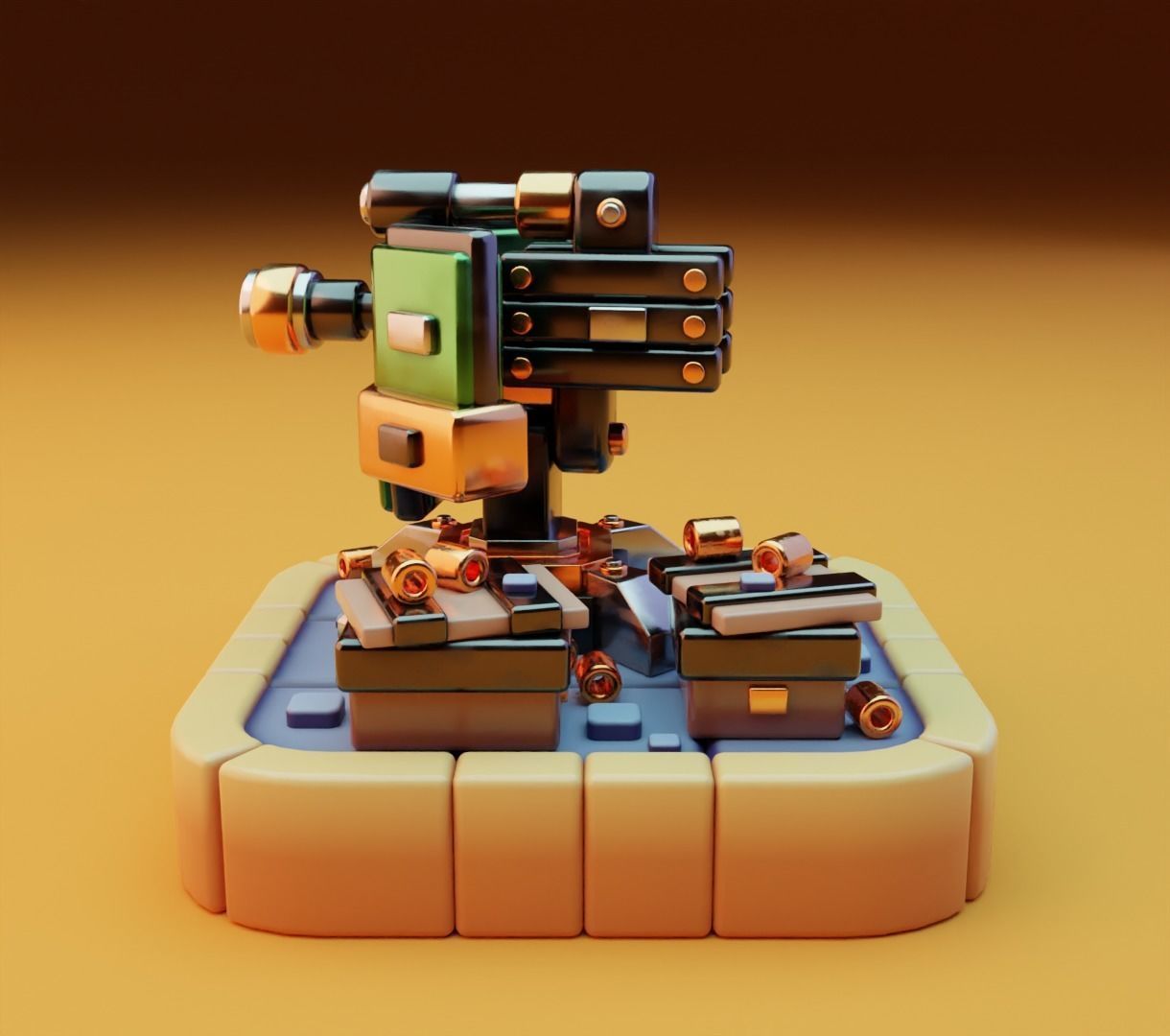 Machine gun platform 3D model for games 3D model_4