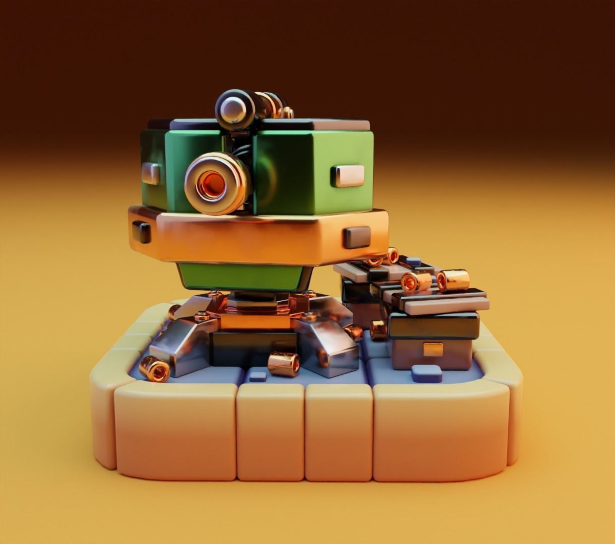 Machine gun platform 3D model for games 3D model_1