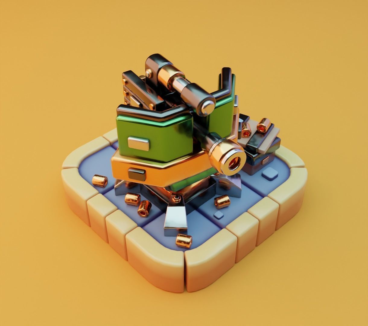 Machine gun platform 3D model for games 3D model_7