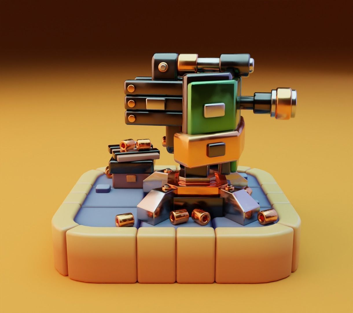 Machine gun platform 3D model for games 3D model_3