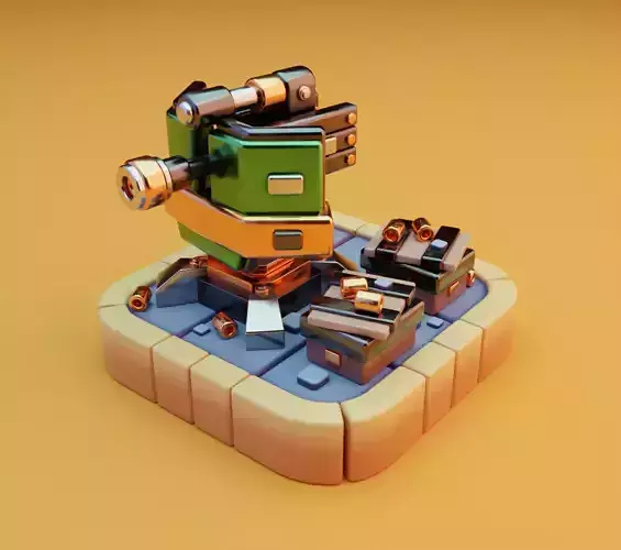 Machine gun platform 3D model for games