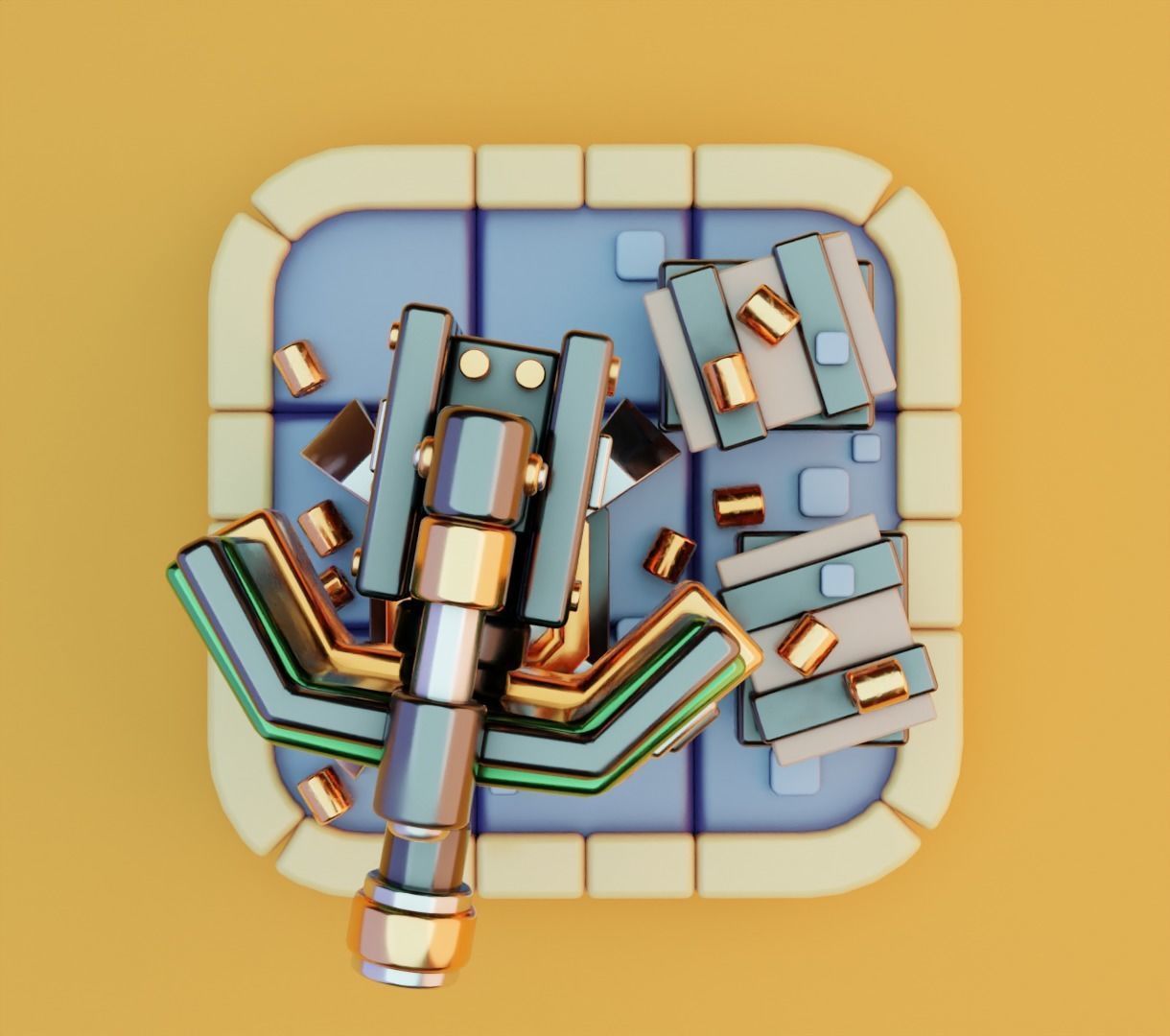 Machine gun platform 3D model for games 3D model_2