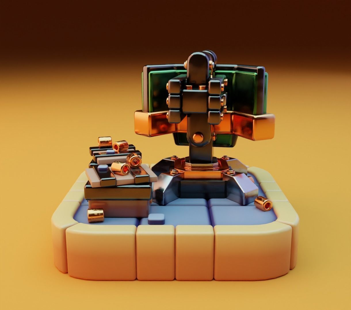 Machine gun platform 3D model for games 3D model_5