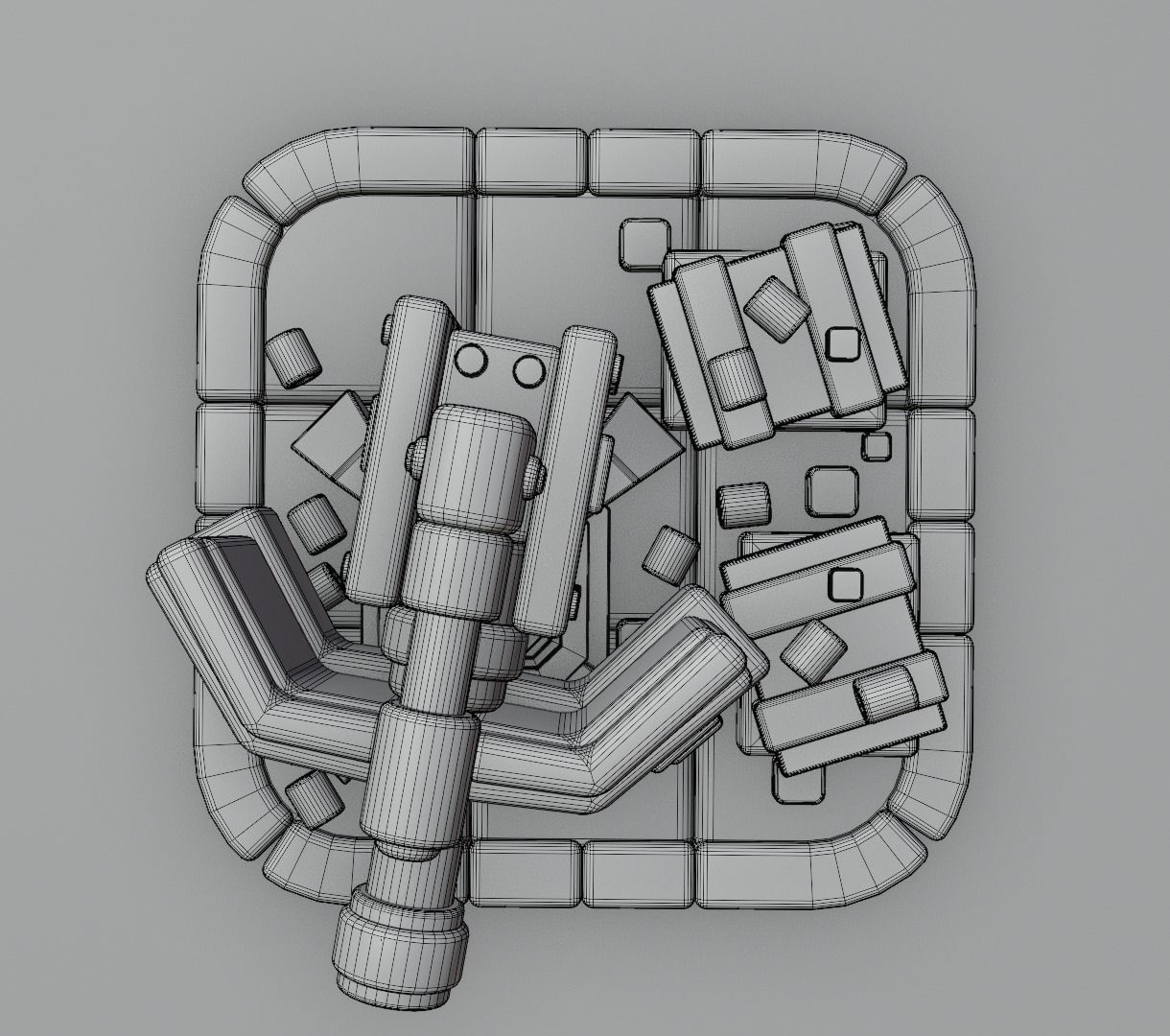 Machine gun platform 3D model for games 3D model_12