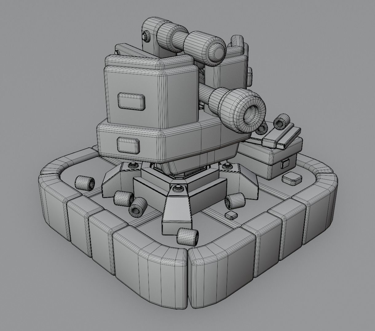 Machine gun platform 3D model for games 3D model_10