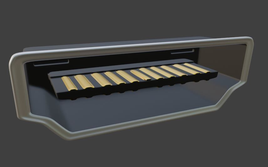 HDMI Female port 3D model_2