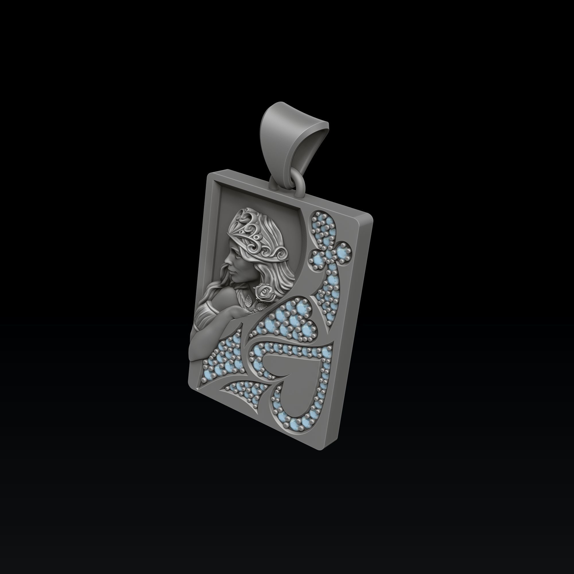 Playing Card Queen 3D print model_4