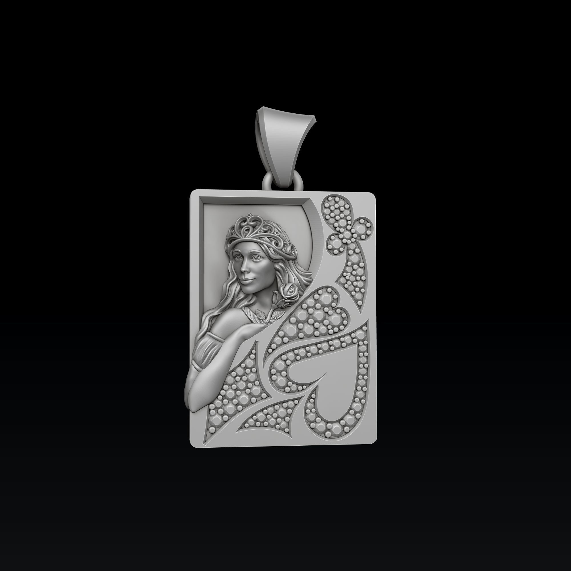 Playing Card Queen 3D print model_5