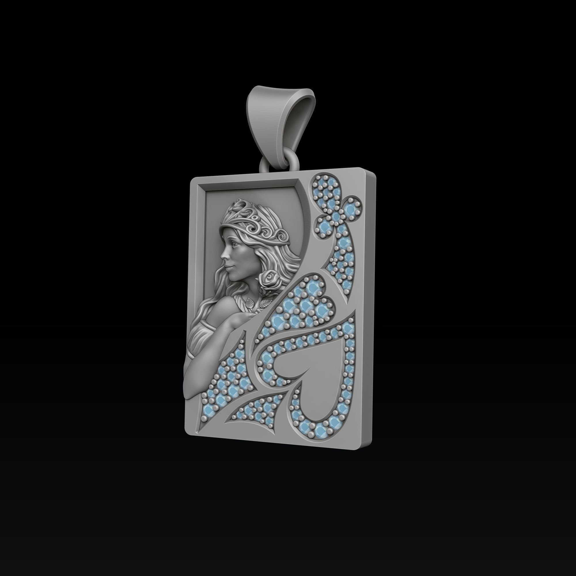 Playing Card Queen 3D print model_3