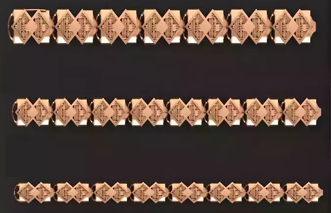 3 Size Gold Bracelet 3dm stl renders details