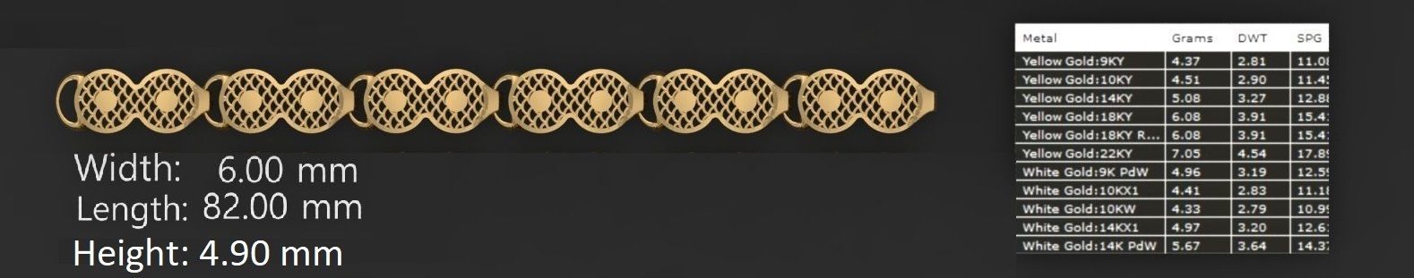 3 Size Gold Bracelet 3dm stl renders details 3D print model_5