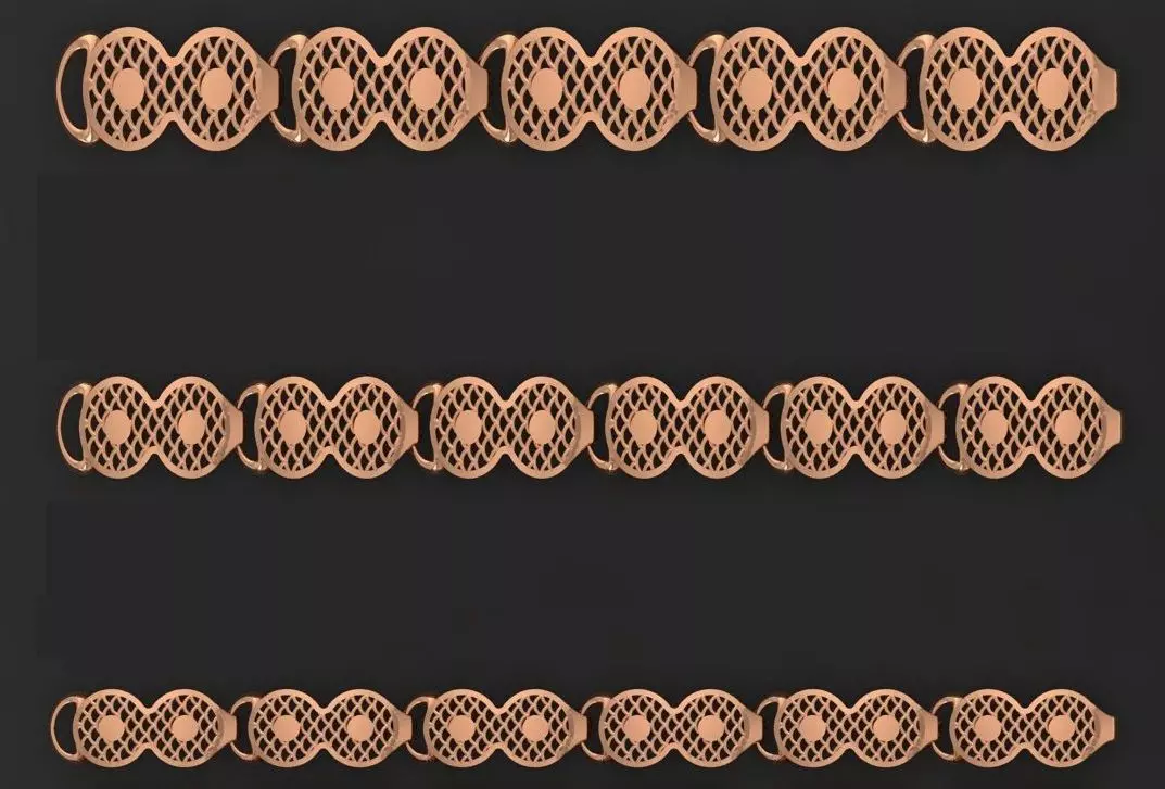 3 Size Gold Bracelet 3dm stl renders details 3D print model_0