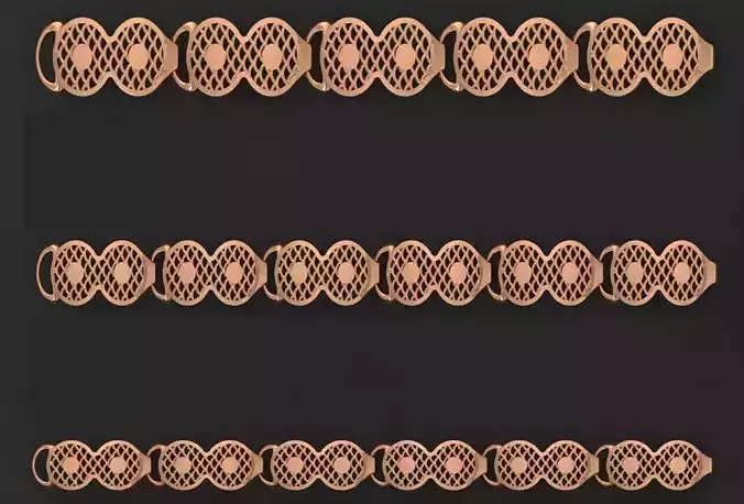 3 Size Gold Bracelet 3dm stl renders details
