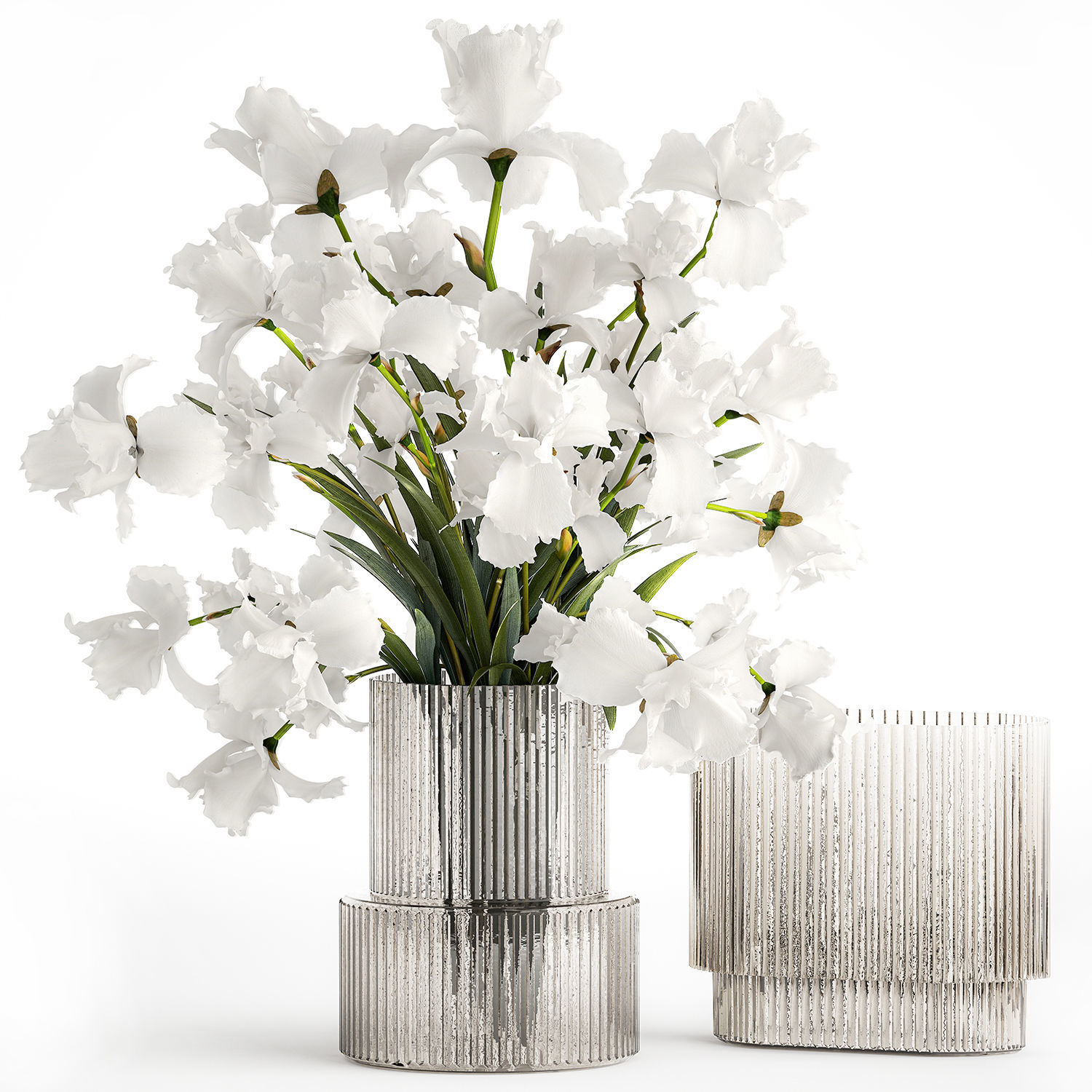 Set of bouquets Hydrangea Gerbera Peonies Iris vase 424 3D model_7