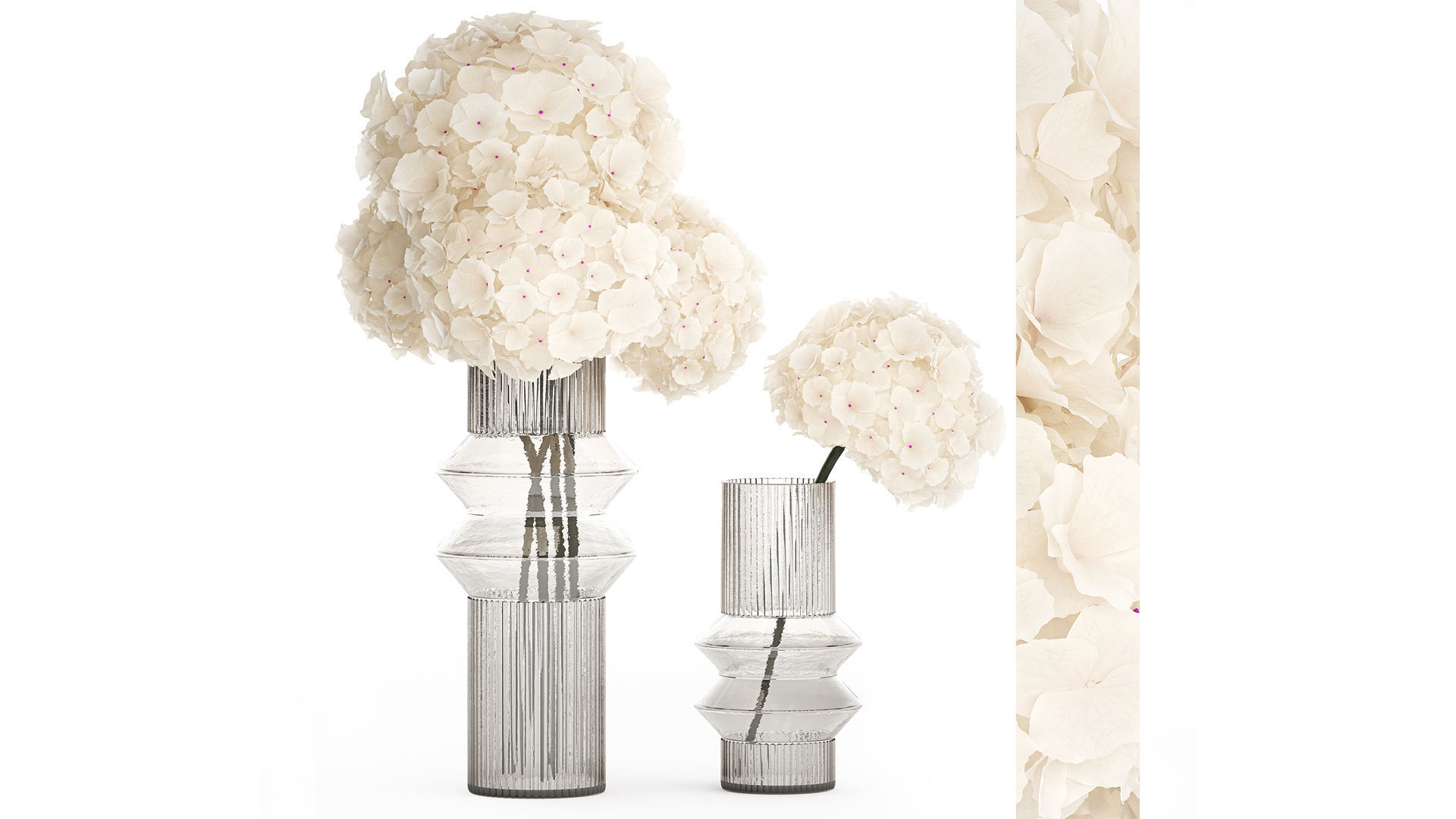 Set of bouquets Hydrangea Gerbera Peonies Iris vase 424 3D model_3