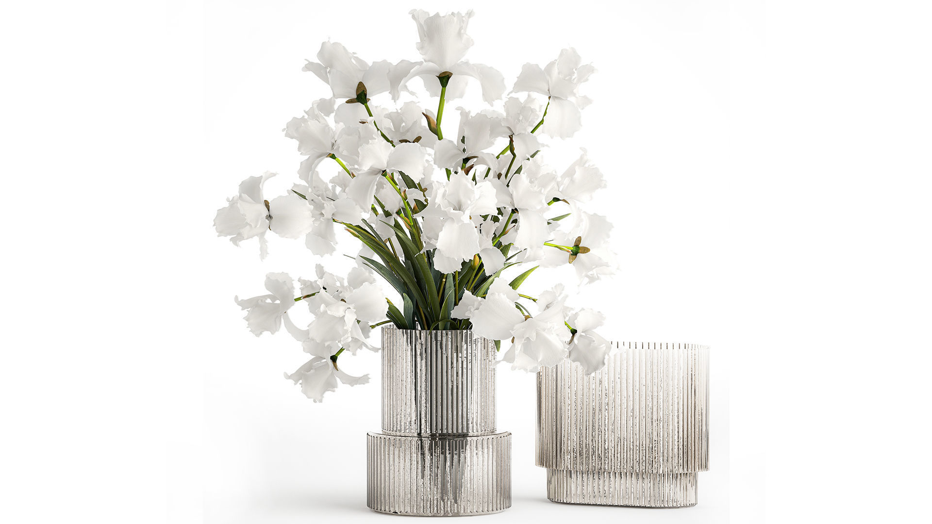 Set of bouquets Hydrangea Gerbera Peonies Iris vase 424 3D model_4