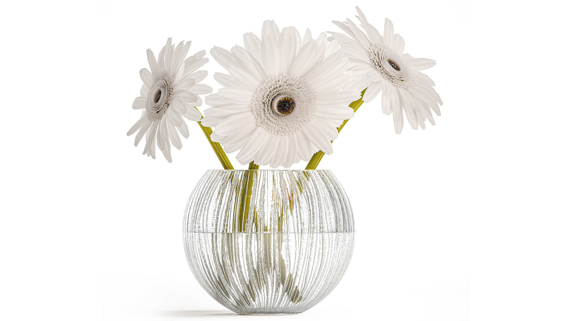 Set of bouquets Hydrangea Gerbera Peonies Iris vase 424 3D model_2