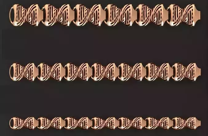 3 Size Gold Bracelet 3dm stl renders details