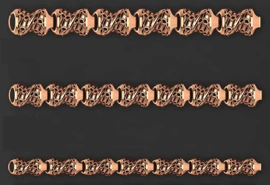 3 Size Gold Bracelet 3dm stl renders details 3D print model_0