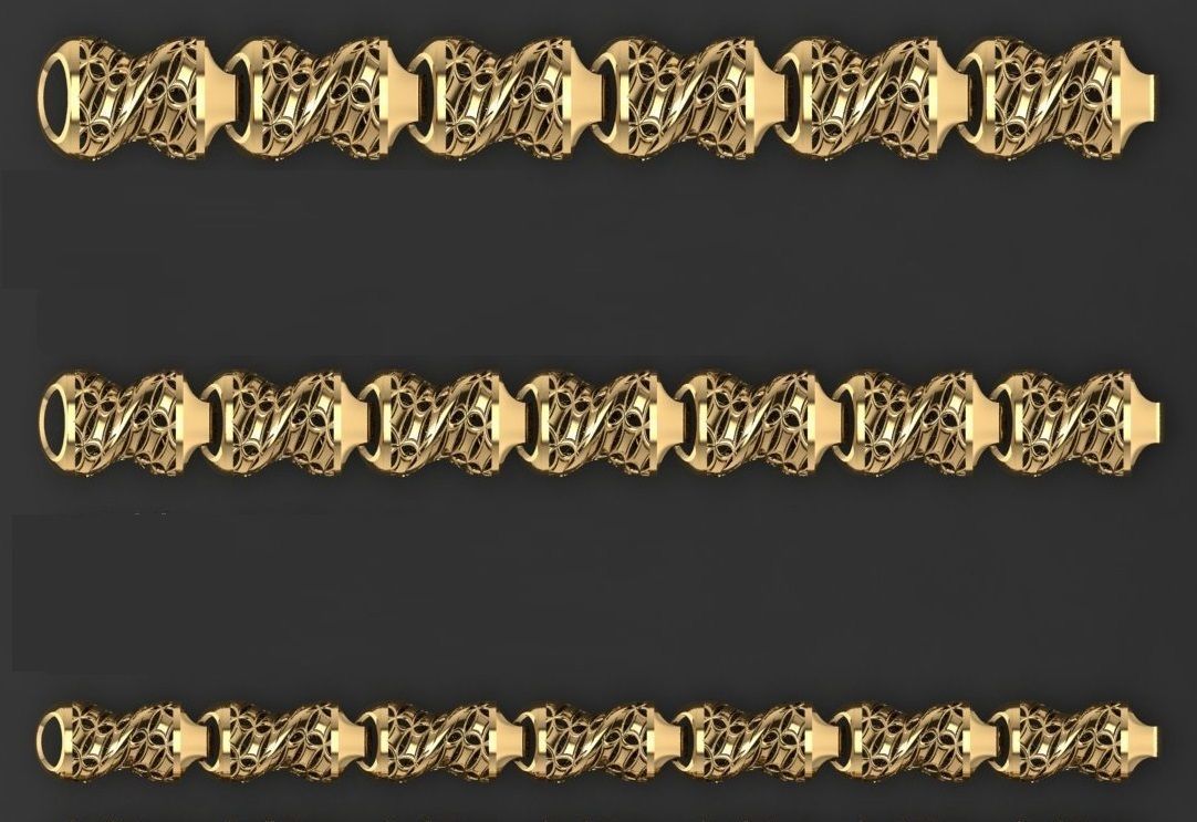 3 Size Gold Bracelet 3dm stl renders details 3D print model_2