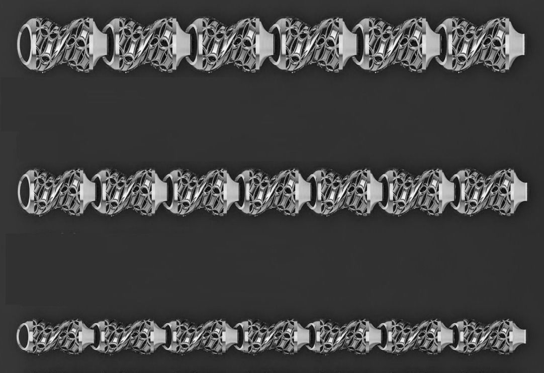 3 Size Gold Bracelet 3dm stl renders details 3D print model_1