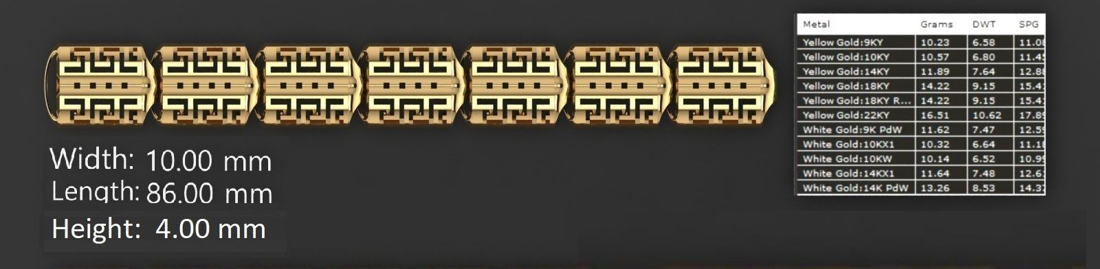 3 Size Gold Bracelet 3dm stl renders details 3D print model_3