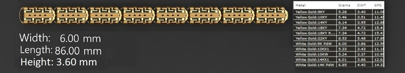 3 Size Gold Bracelet 3dm stl renders details 3D print model_5