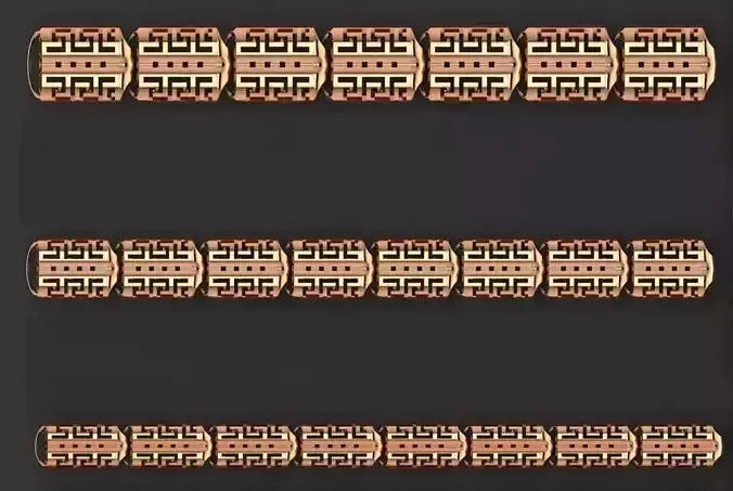 3 Size Gold Bracelet 3dm stl renders details