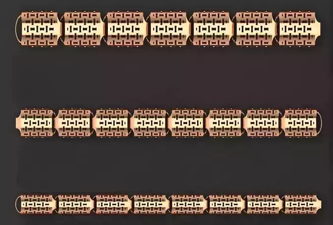 3 Size Gold Bracelet 3dm stl renders details 3D print model