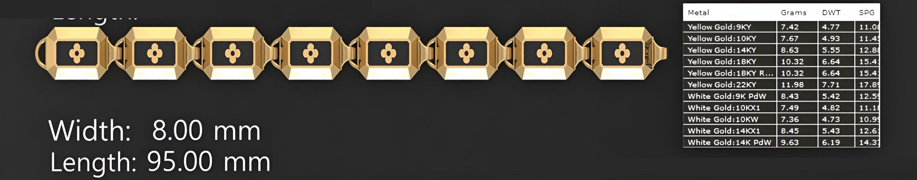 3 Size Gold Bracelet 3dm stl renders details 3D print model_4