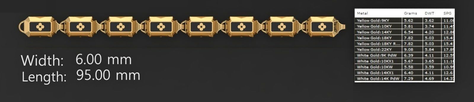 3 Size Gold Bracelet 3dm stl renders details 3D print model_6