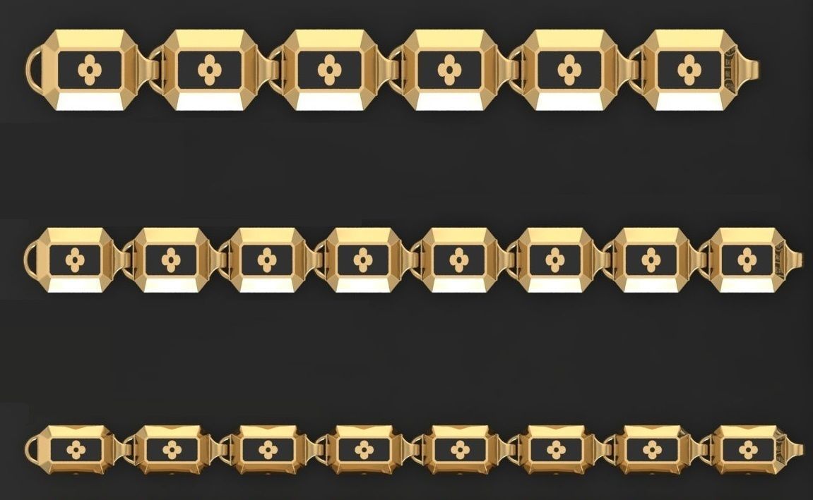 3 Size Gold Bracelet 3dm stl renders details 3D print model_1