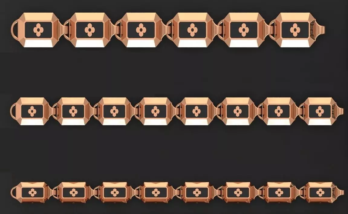 3 Size Gold Bracelet 3dm stl renders details 3D print model_0