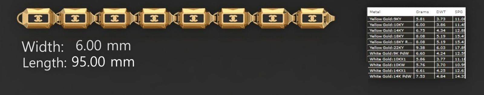 3 Size Gold Bracelet 3dm stl renders details 3D print model_6