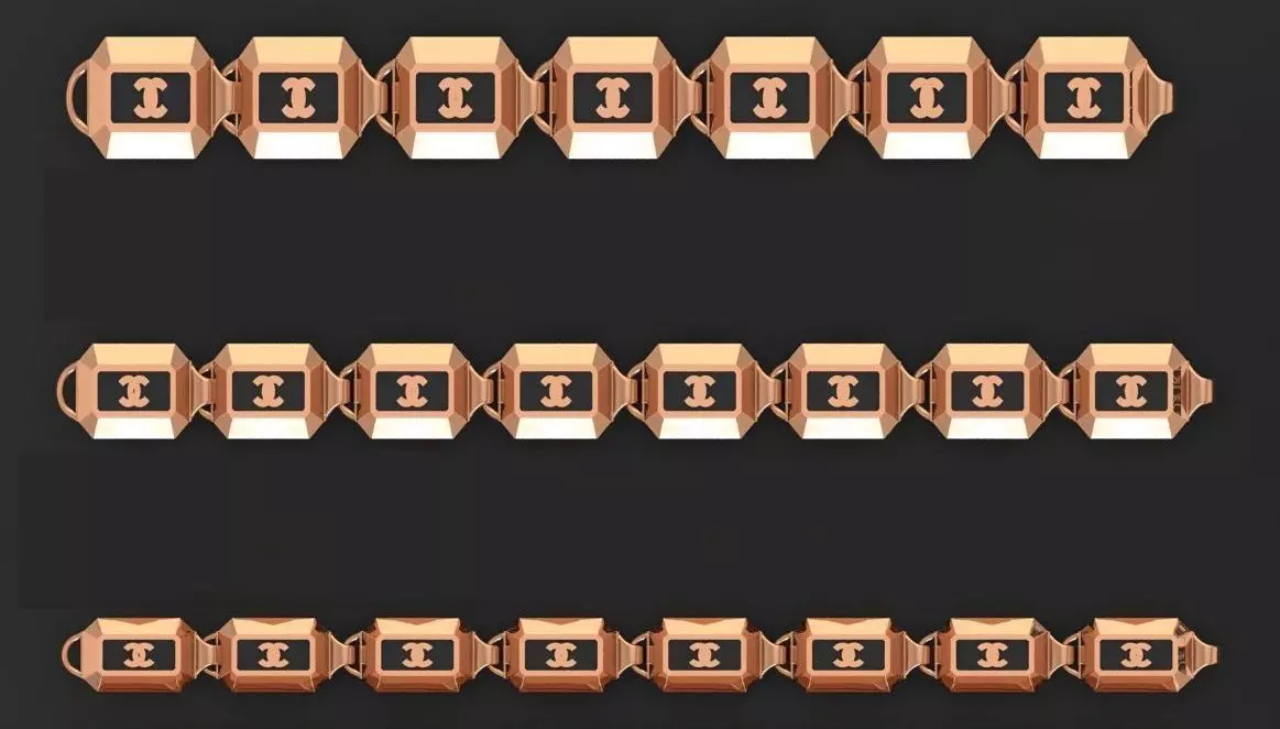 3 Size Gold Bracelet 3dm stl renders details 3D print model_0