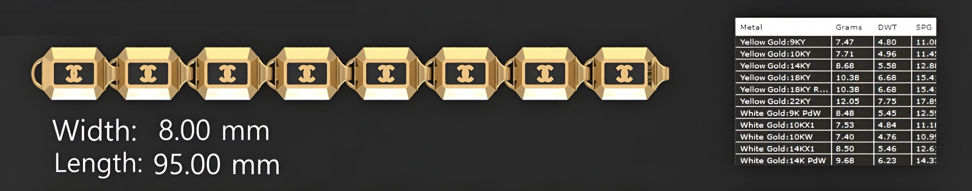 3 Size Gold Bracelet 3dm stl renders details 3D print model_4