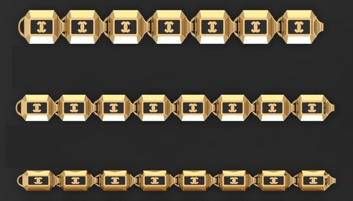 3 Size Gold Bracelet 3dm stl renders details 3D print model_1