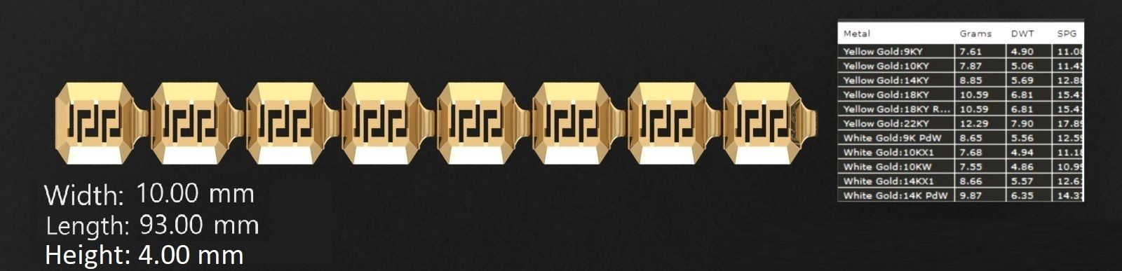 3 Size Gold Bracelet 3dm stl renders details 3D print model_3