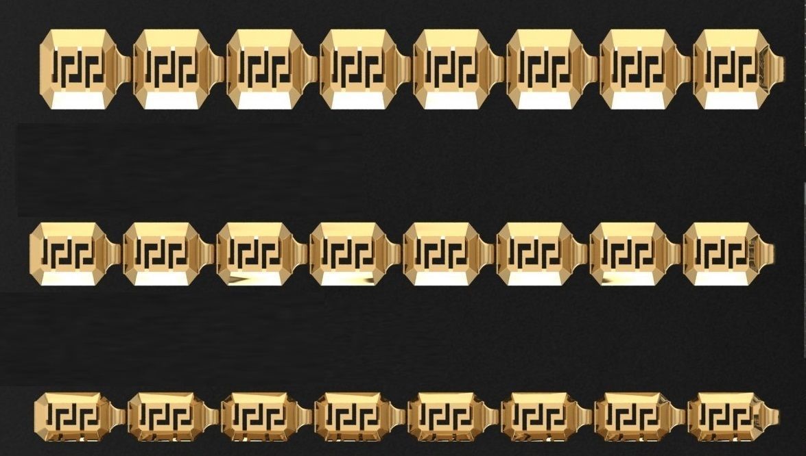 3 Size Gold Bracelet 3dm stl renders details 3D print model_1