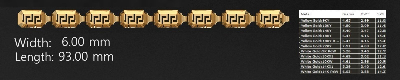 3 Size Gold Bracelet 3dm stl renders details 3D print model_5