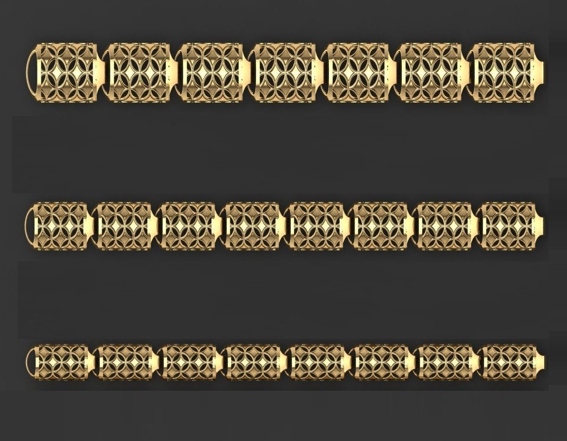 3 Size Gold Bracelet 3dm stl renders details 3D print model_2