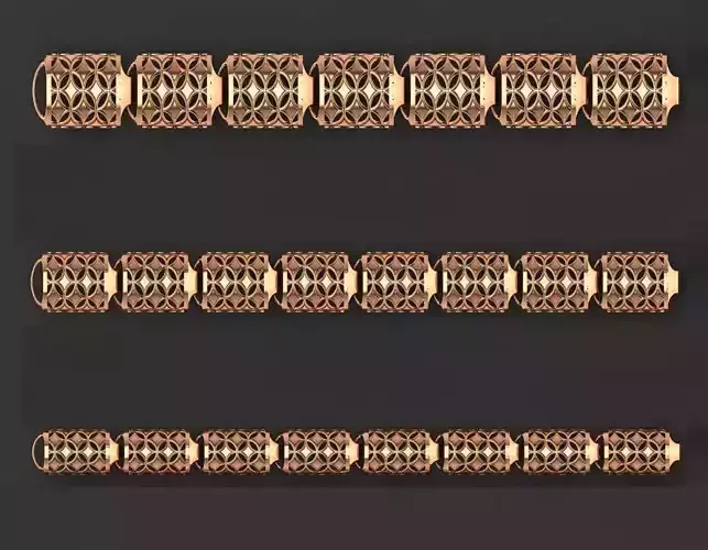 3 Size Gold Bracelet 3dm stl renders details 3D print model