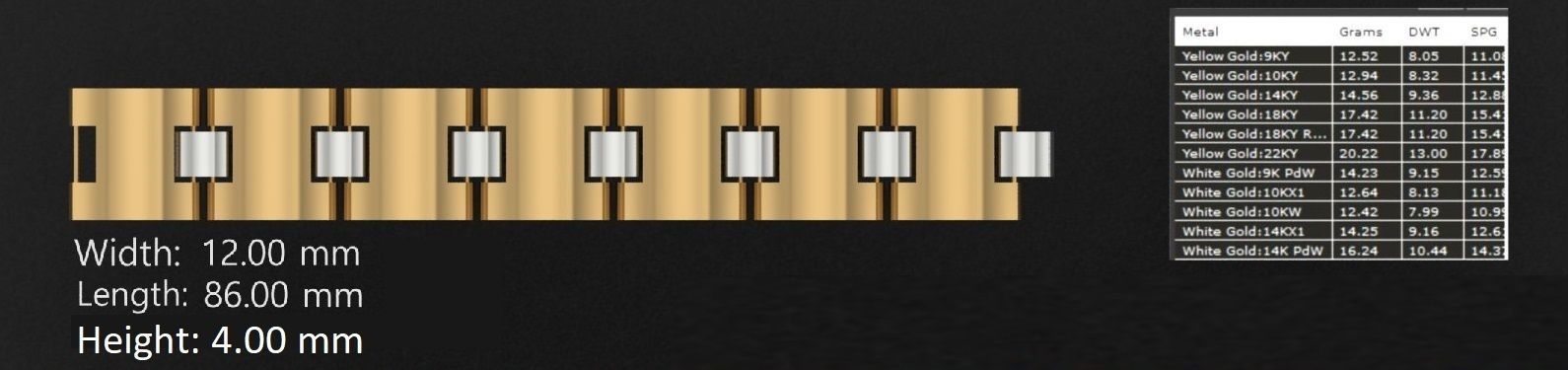 3 Size Gold Bracelet 3dm stl renders details 3D print model_3