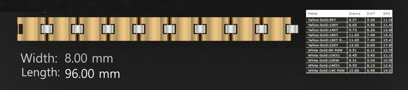 3 Size Gold Bracelet 3dm stl renders details 3D print model_6