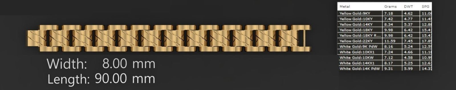 3 Size Gold Bracelet 3dm stl renders details 3D print model_6