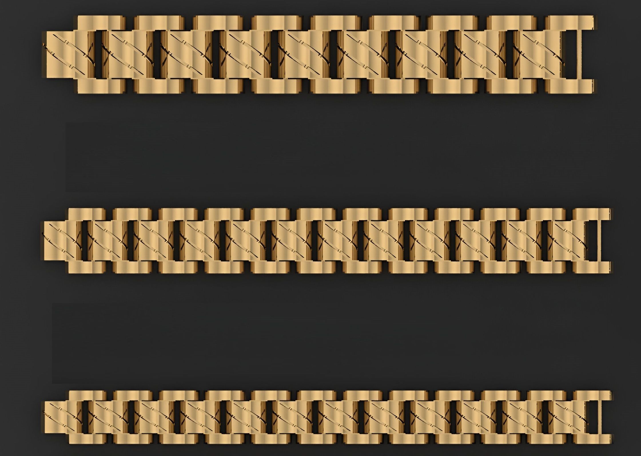 3 Size Gold Bracelet 3dm stl renders details 3D print model_1