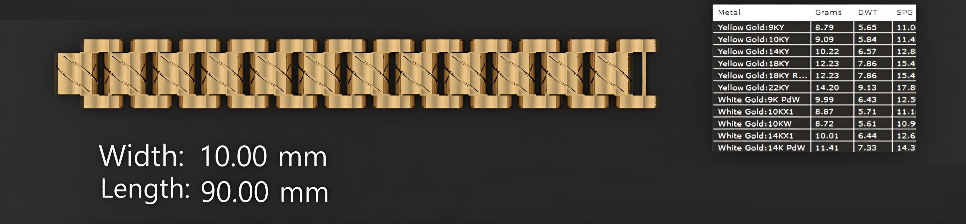 3 Size Gold Bracelet 3dm stl renders details 3D print model_4