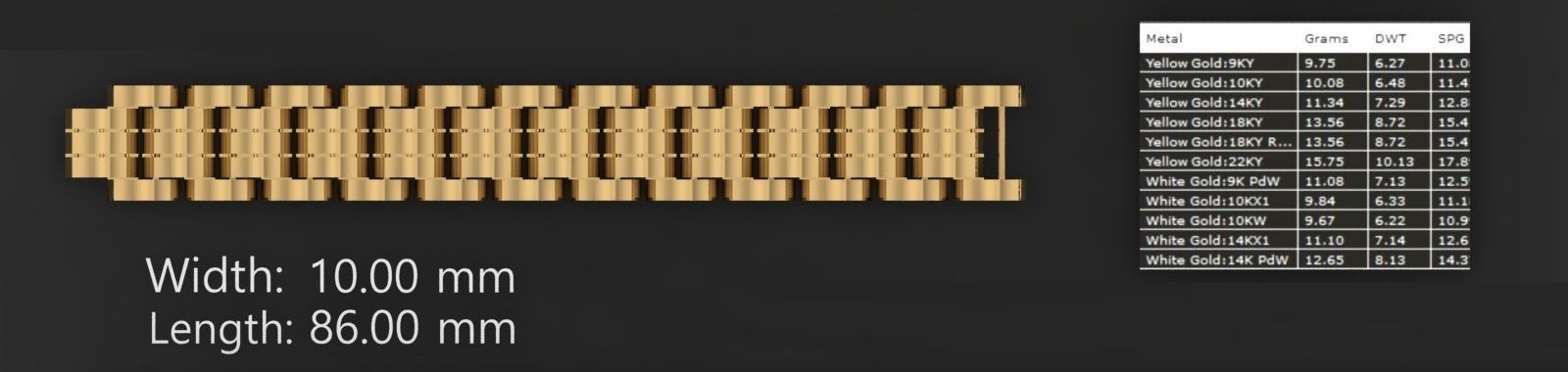 3 Size Gold Bracelet 3dm stl renders details 3D print model_4