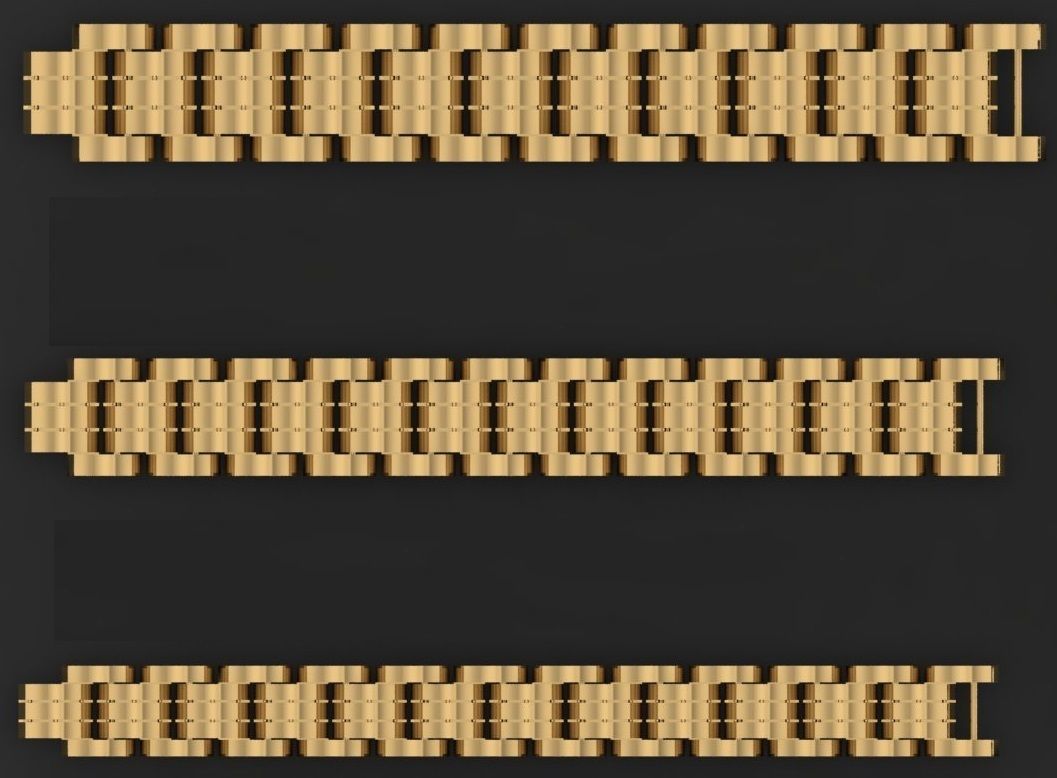 3 Size Gold Bracelet 3dm stl renders details 3D print model_1