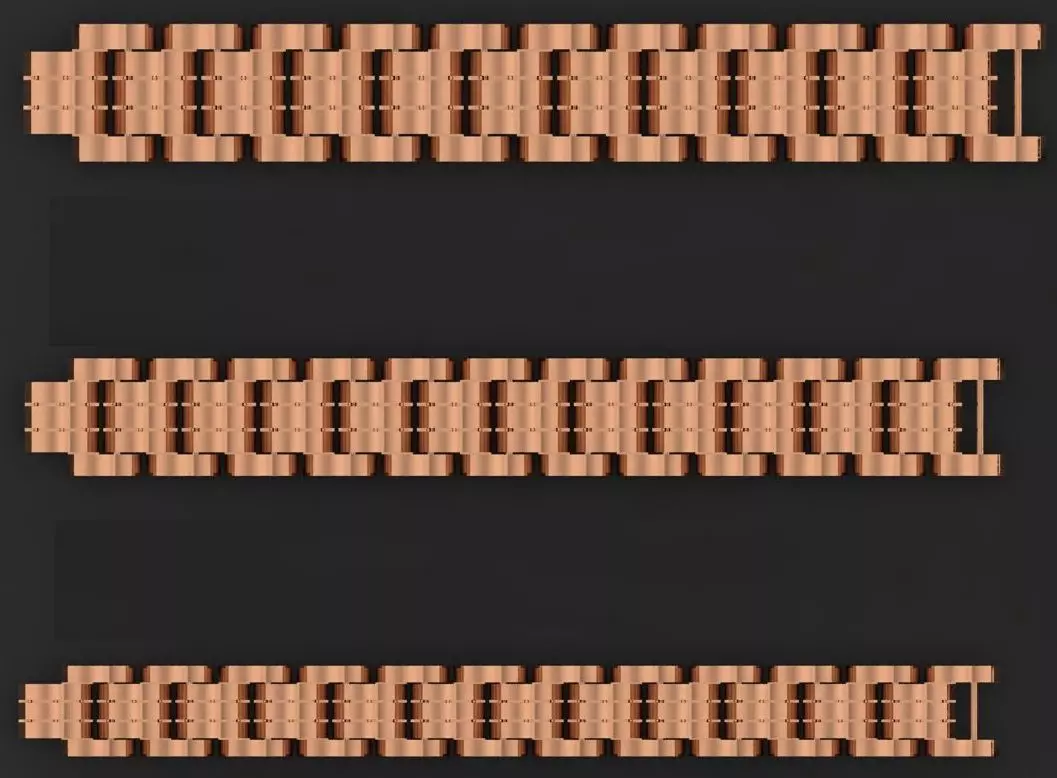 3 Size Gold Bracelet 3dm stl renders details 3D print model_0